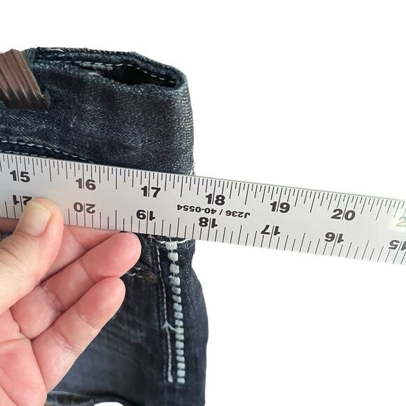 Maurices Embellished Y2K Micro Mini Whiskered Denim Jean Skirt Juniors 11/12 - Picture 12 of 13